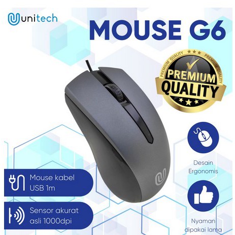 itstore Mouse Kabel Optikal G6 Unitech Wired Kabel USB 1000DPI For Laptop PC Gadget