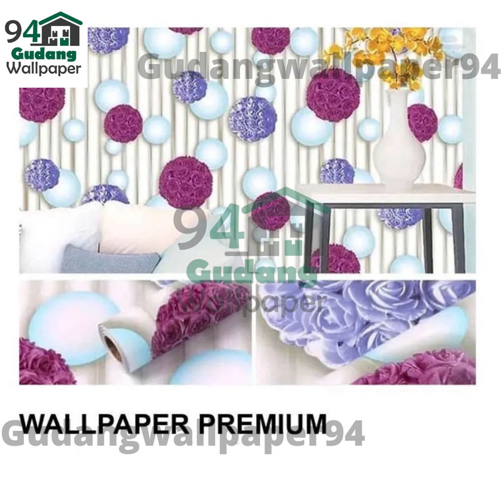 (COD) Gudang Wallpaper Sticker  Dinding kamar Anti air Murah Dan Terbaik Motif Gelembung Hijau Bahan PVC Premium (SUDAH ADA LEM)