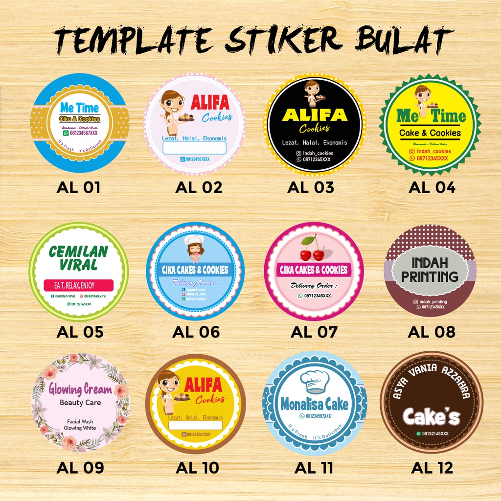 

[ AL01-24 ] CETAK STIKER CROMO BULAT CUSTOM - LABEL MAKANAN Min. 300PCS