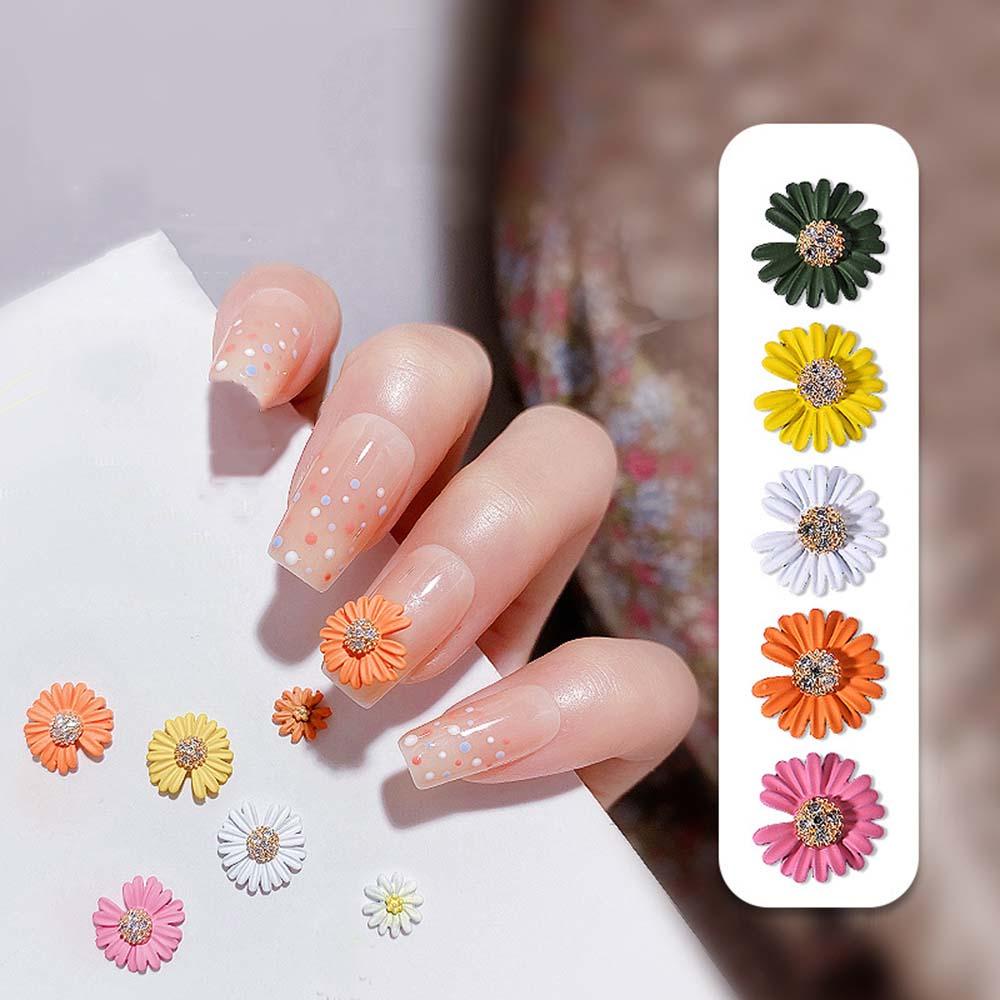 AUGUSTINA Agustina Daisy Kuku Berlian Imitasi Jepang Manicure Aksesoris Indah Bunga Perhiasan 3D Kuku Ornamen