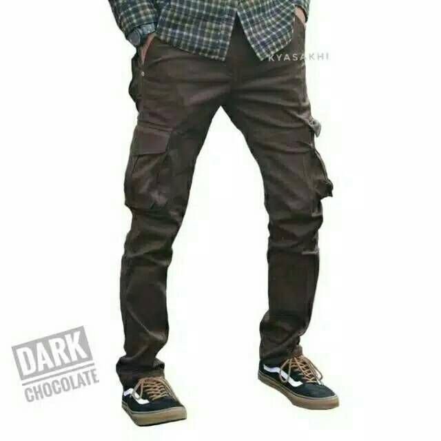 Ink7 Celana Cargo Coklat Tua Premium Quality