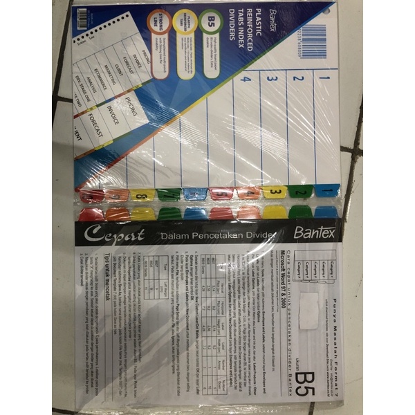 

plastik reinforced tabs b5 bantex 1-10 index