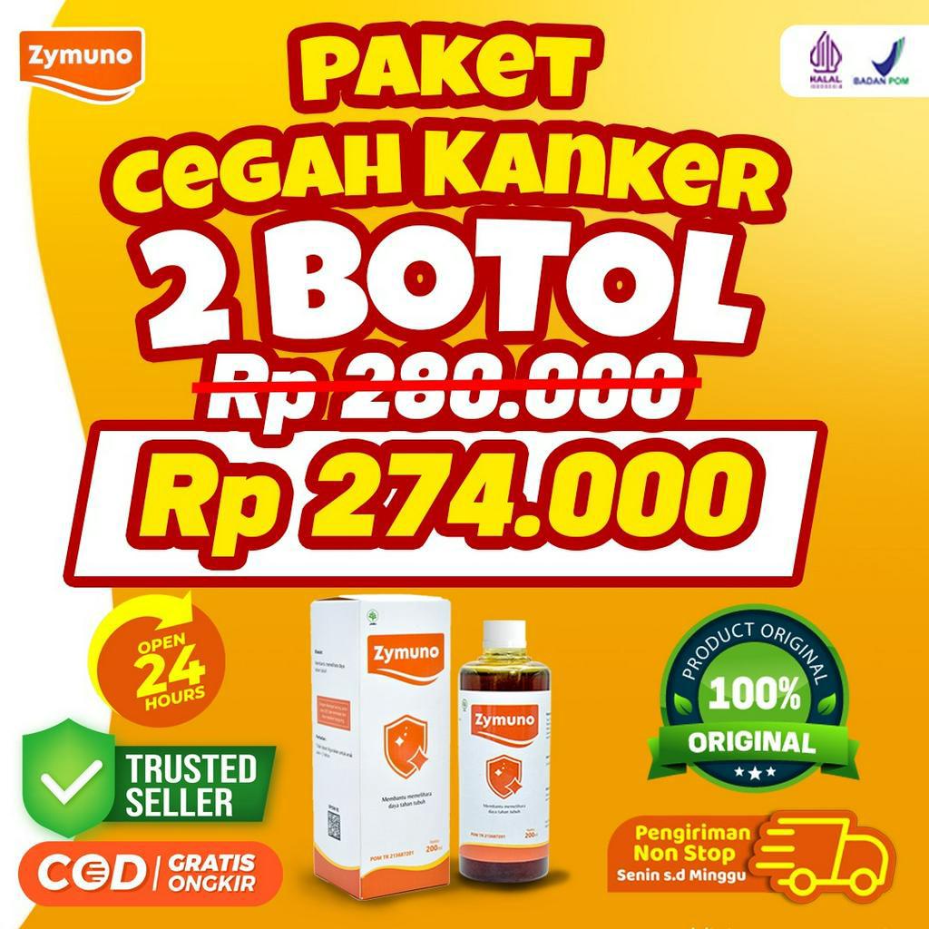 Paket Cegah Kanker 2 Botol Zymuno – Vitamin Herbal Tingkatkan Daya Tahan Tubuh Imun Jaga Kesehatan Tubuh Cegah Kanker Benjolan Pada Tubuh Flu Demam Batuk Masalah Pencernaan Bantu Percepat Penyembuhan Penyakit