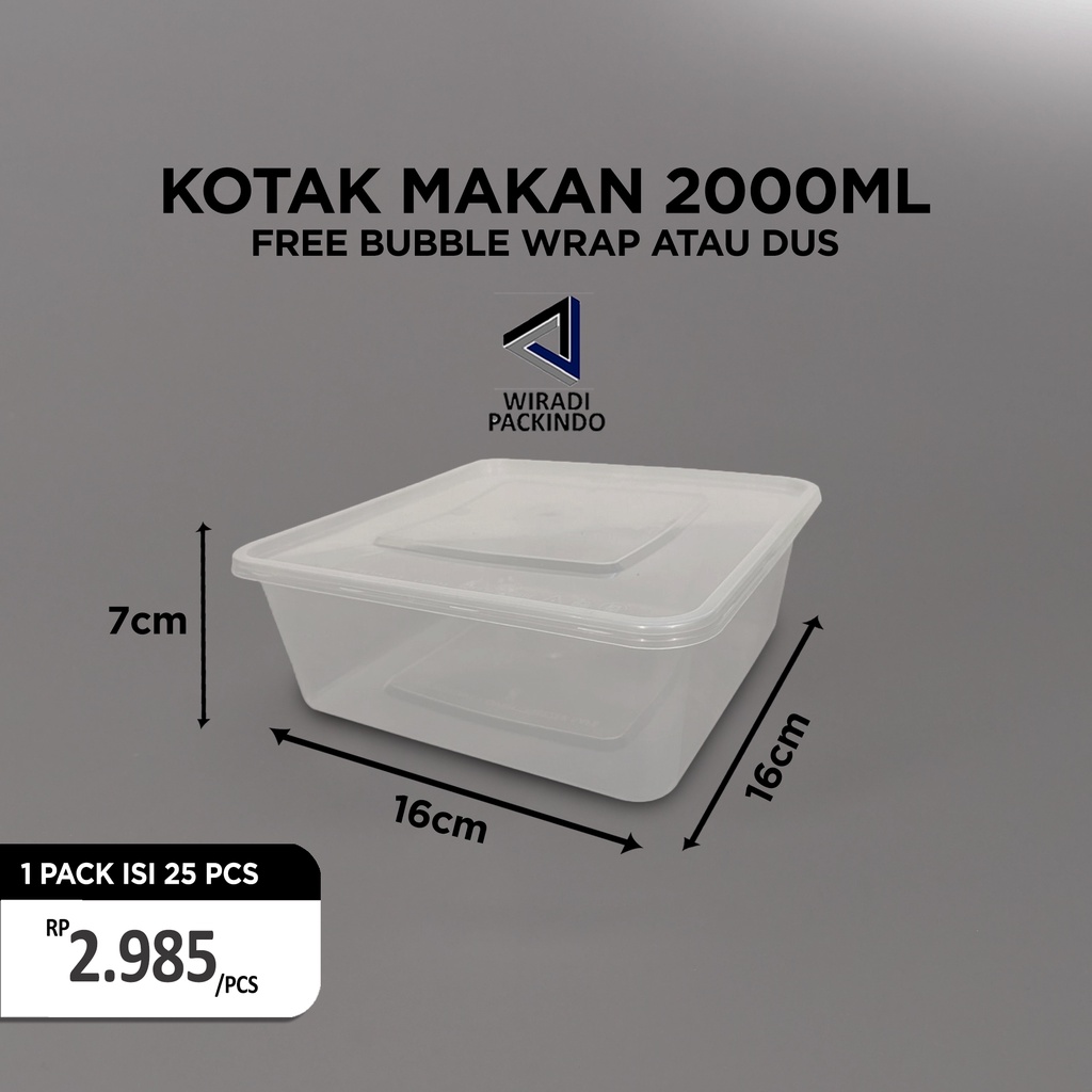 Jual Thinwall 2000ml Square Food Container Box Kotak Makan Plastik