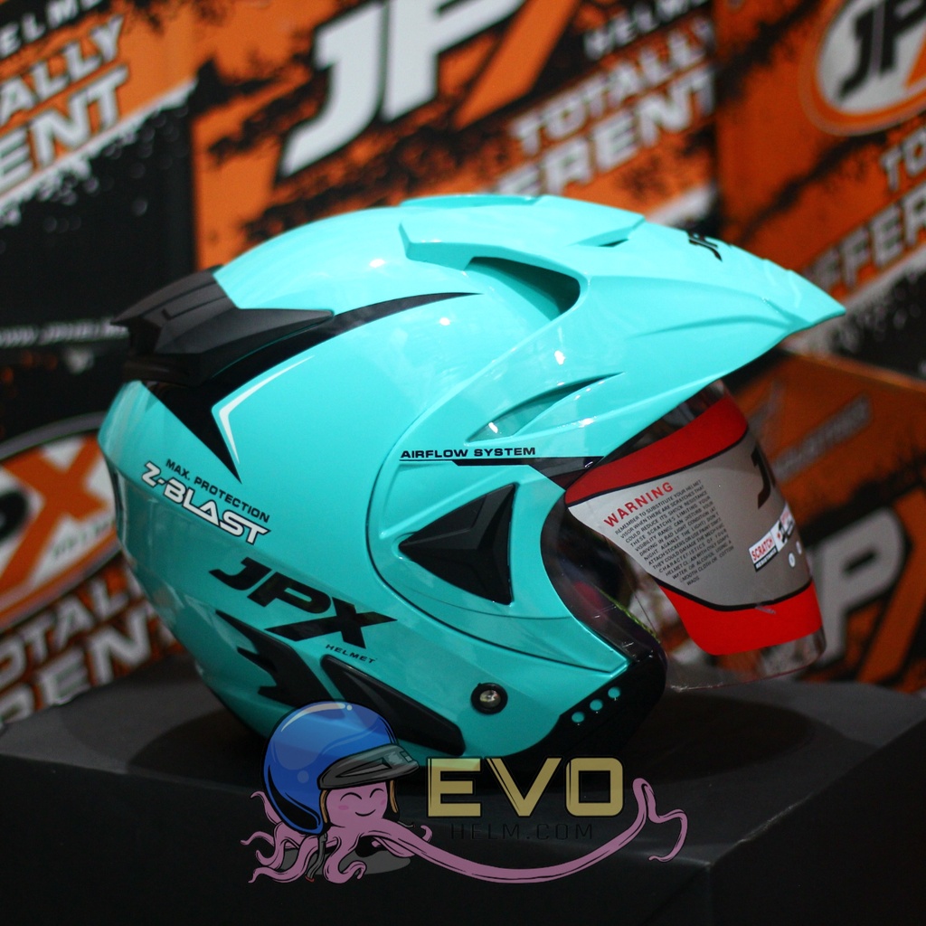 HELM JPX HALFFACE_JPX Z-BLAST - TOSCA BLUE GLOSS ( ONGKIR 2KG) JPX HALFFACE JPX SEMICROSS JPX ZBLAST