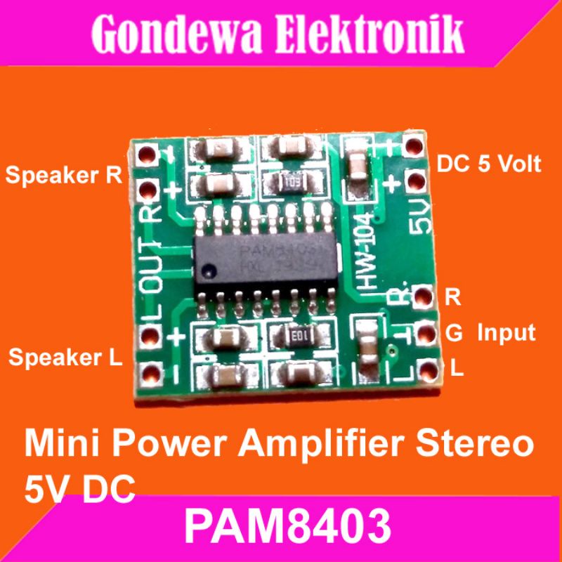 PAM8403 super mini power amplifier 2 X 3W kelas D amplifier 5V DC