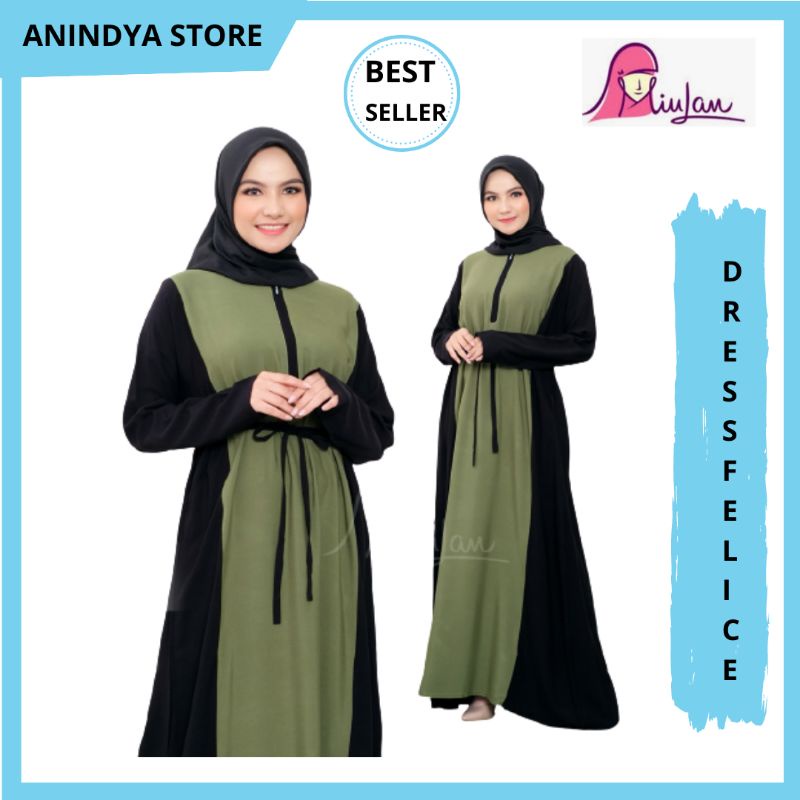 DRESS FELICE MIULAN BAJU GAMIS BAJU DRESS PAKAIAN WANITA MUSLIMAH