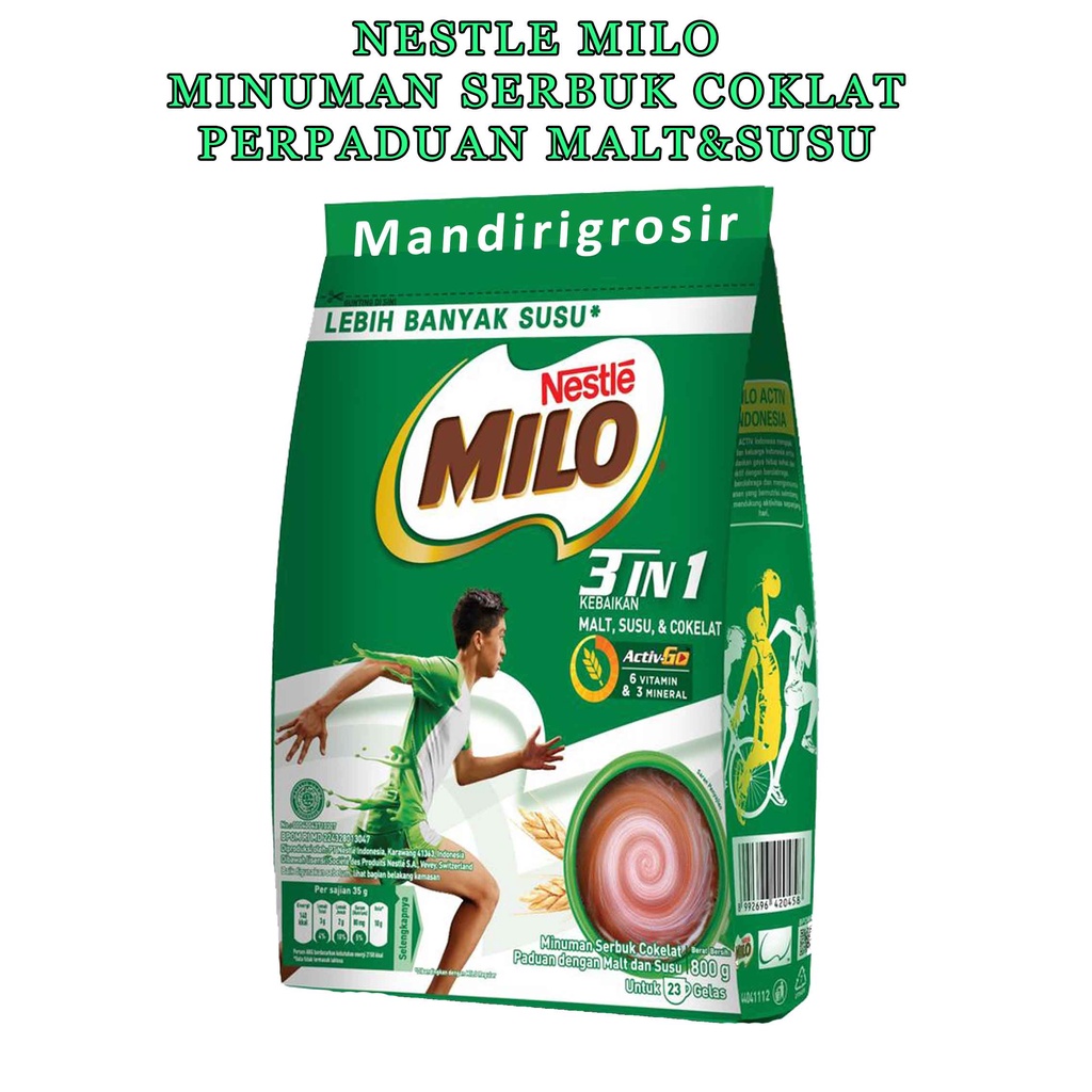 Milo 3 IN 1 * Nestle Milo * Serbuk Cokelat Malt&amp;Susu * 800g