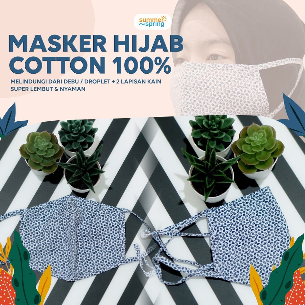 MASKER HIJAB WANITA KAIN KATUN PREMIUM 2 LAPIS 