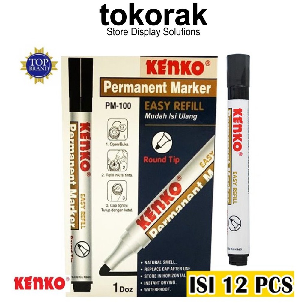 SPIDOL PERMANENT KENKO PM100 ISI 12PCS - PERMANENT MARKER - WHITEBOARD