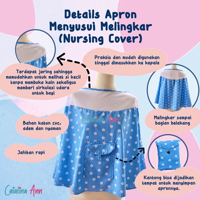 Apron Menyusui Melingkar Jaring / Nursing Cover / Penutup Menyusui