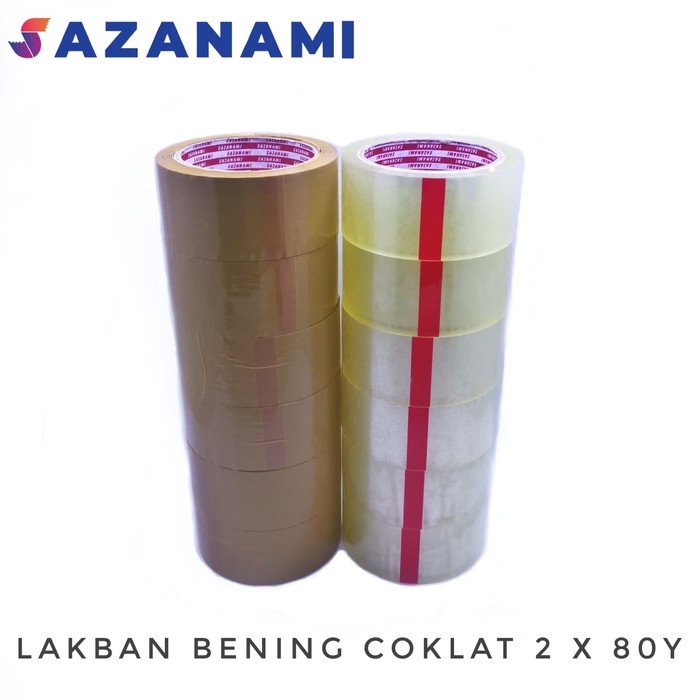 

PEREKAT-PENGIKAT- LAKBAN BENING 2" INCH 80 YARD SAZANAMI OPP TAPE ISOLASI SELOTIP - COKELAT MUDA