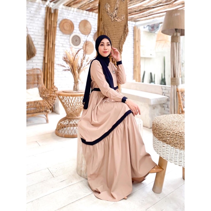 Baju gamis wanita Dhina Dress By Mdly gold