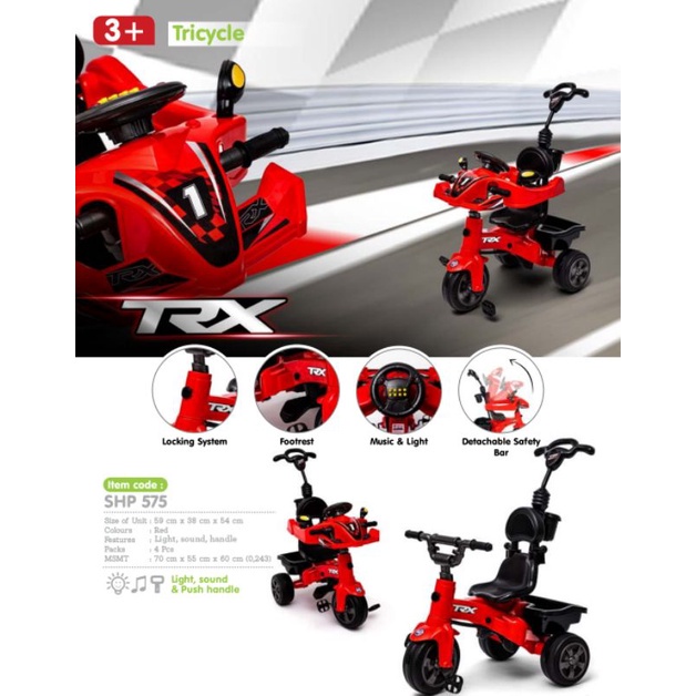 Sepeda Anak kecil umur 1 tahun ke atas Dorong Roda 3 SNI model terbaru / dorongan Roda Tiga / TRX 57