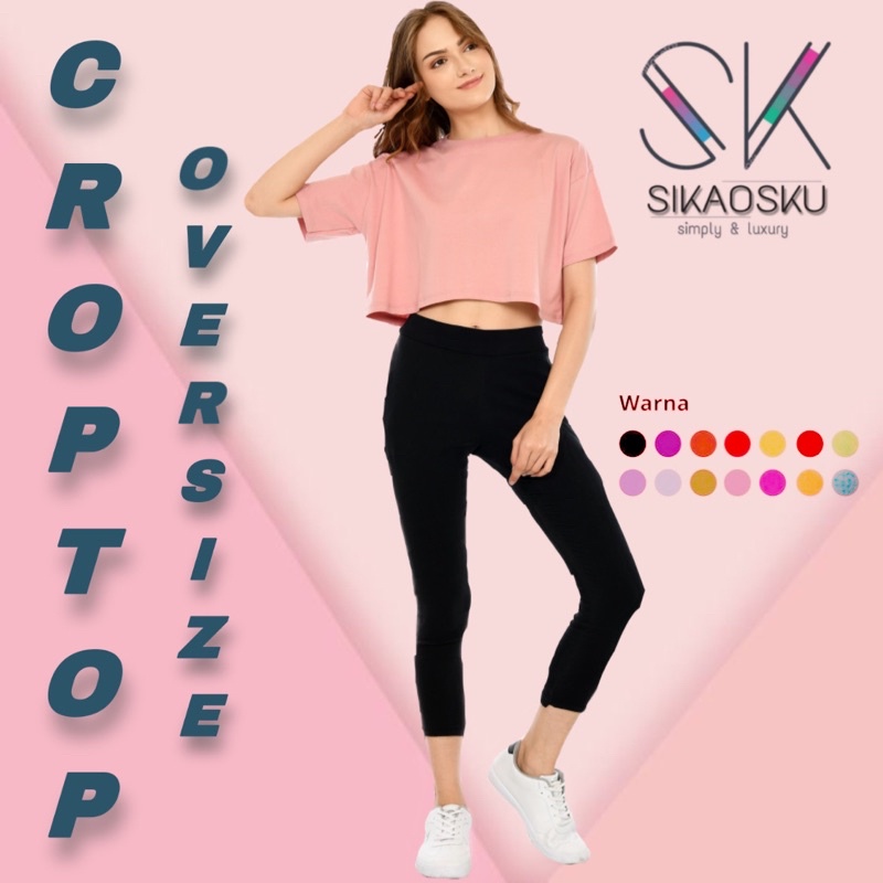 CROP TOP OVERSIZE  TEBAL GA NERAWANG BAHAN COTTON COMBED 20S CROP TEE OVERSIZED POLOS