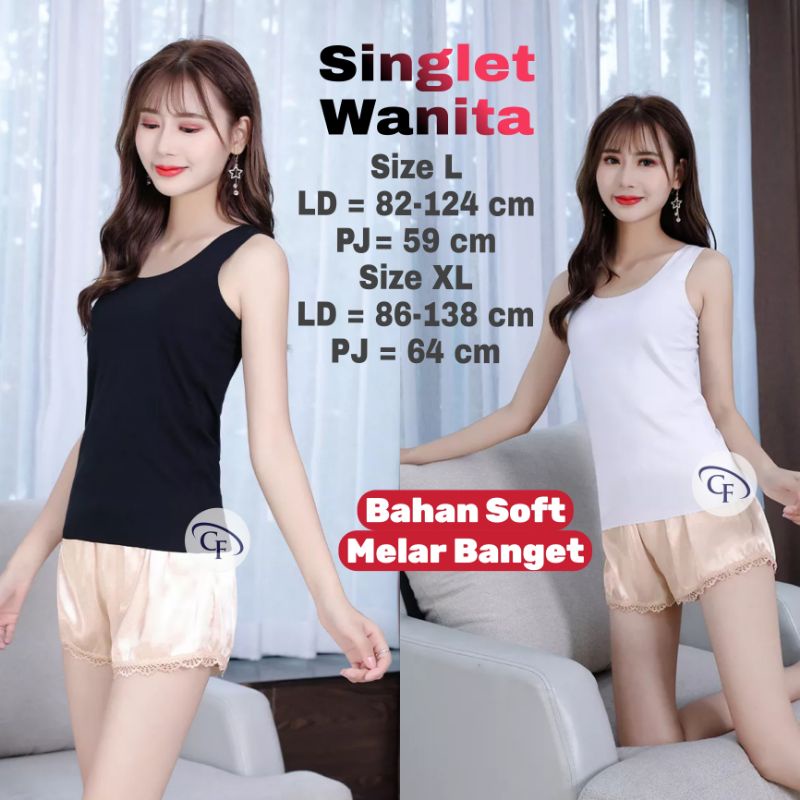 Singlet Wanita Bahan Halus / Tanktop Wanita Tali Lebar