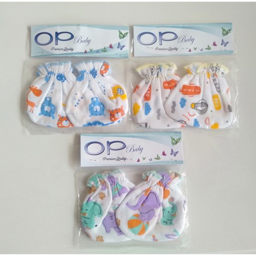 MURAH!! 3 PCS Sarung Tangan dan Sarung Kaki bayi Baru Lahir - STK Bayi Putih Motif - Sarung Tangan Lembut