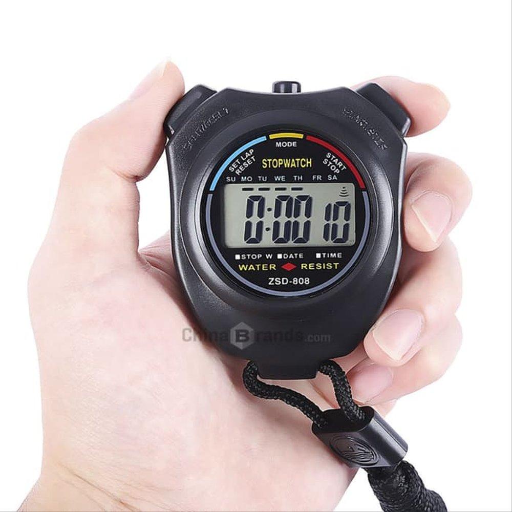 Digital Sport Stopwatch handheld waterproof Olahraga Gym Maraton with alarm + Strap