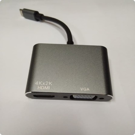 Converter USB Type C To HDMI Dan VGA Adapter 2IN1