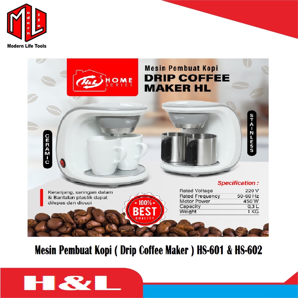 Mesin Kopi Listrik HS-601 &amp; HS-602 / Drip Coffee Maker HS-601 &amp; HS-602