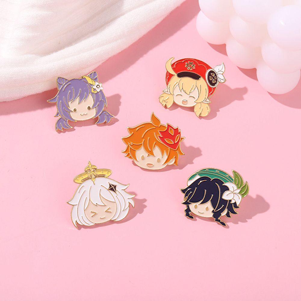 [Elegan] Genshin Lapel Pin Aksesoris Ransel Jaket Pin Kartun Dekorasi Lencana Lencana Pin Anime Badge