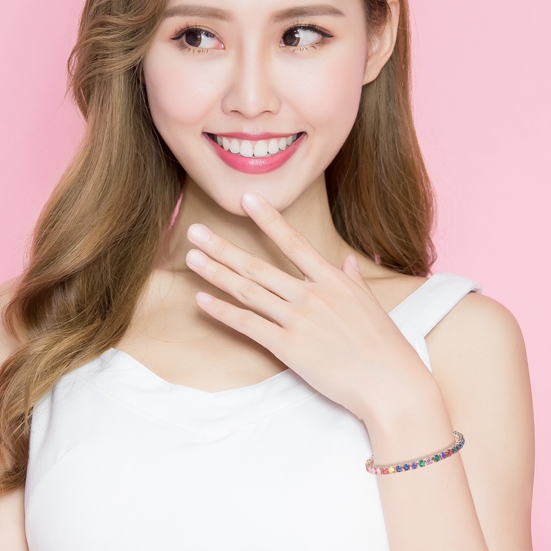 Gelang Tangan Wanita Model Tali Serut Adjustable Hias Zircon Multi Warna Untuk Pernikahan