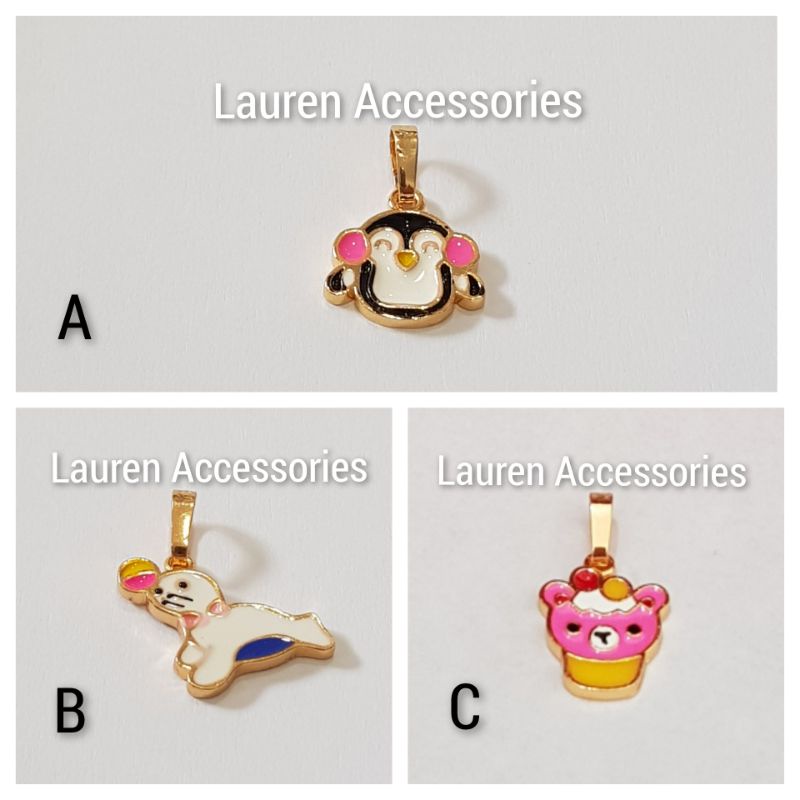 Liontin Bandul Karakter Anak Perhiasan Imitasi Lapis Emas Kuning LT 3147