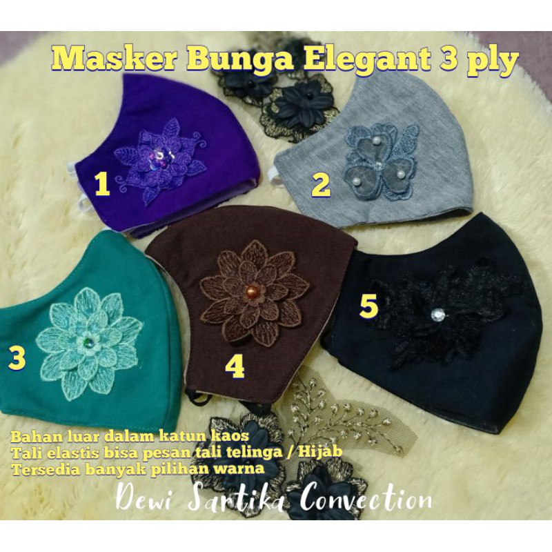 masker 3 ply bunga elegant