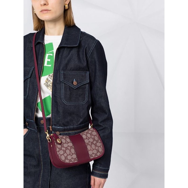 Coach Top Handle Swinger Bag in Burgundy Signature Jacquard and Cheery(C0721)