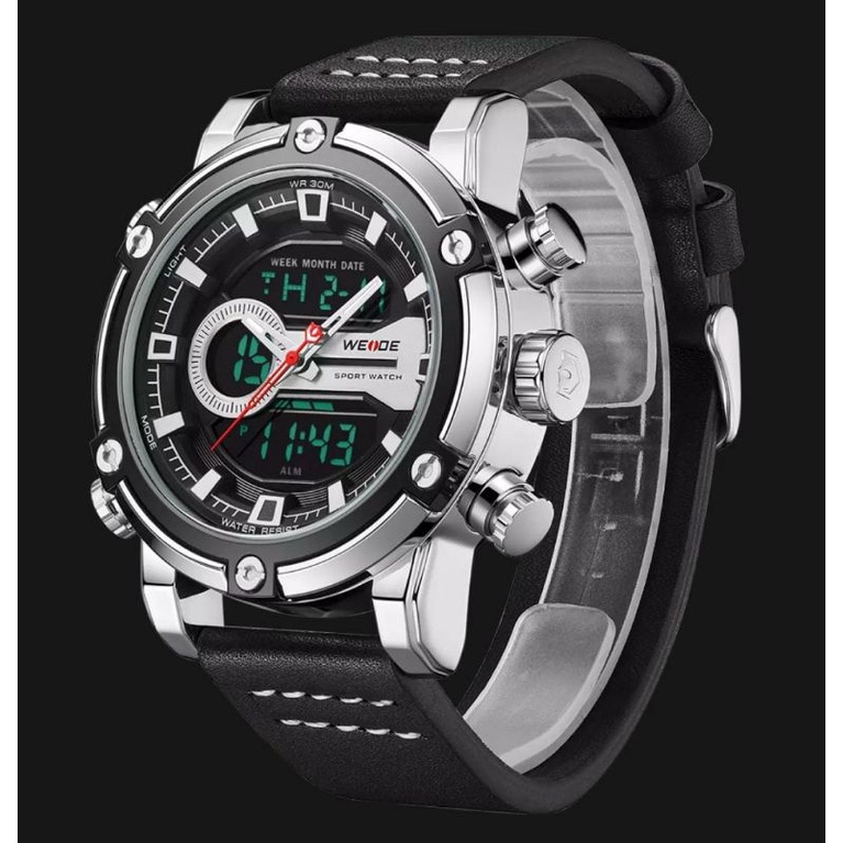 Jam Tangan Weide 2023 Jam Tangan Kulit Tahan Air Chronograph