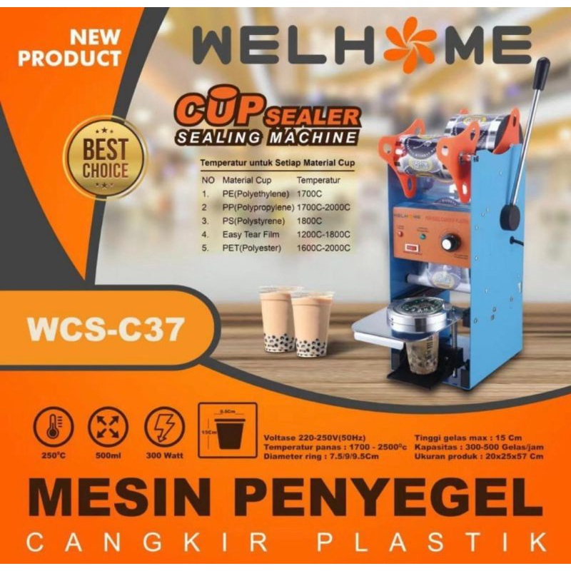 WELHOME Mesin Cup Sealer Pres Gelas Plastik Sealing Machine  Welhome WCS-C37