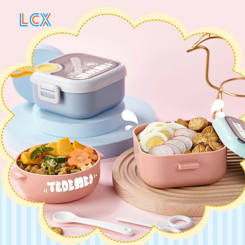 LCX Portabel Double-Layers Lunch Box kotak Makan Tahan Bocor Tempat Makan Lunch Box set Kotak Bekal VS-79