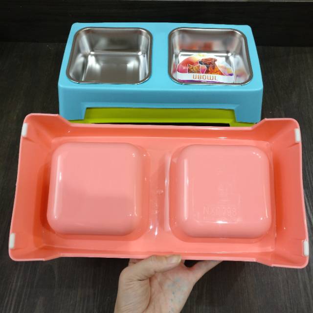 Tempat makan minum hewan anjing kucing kelinci dog food bowl stainless melamine