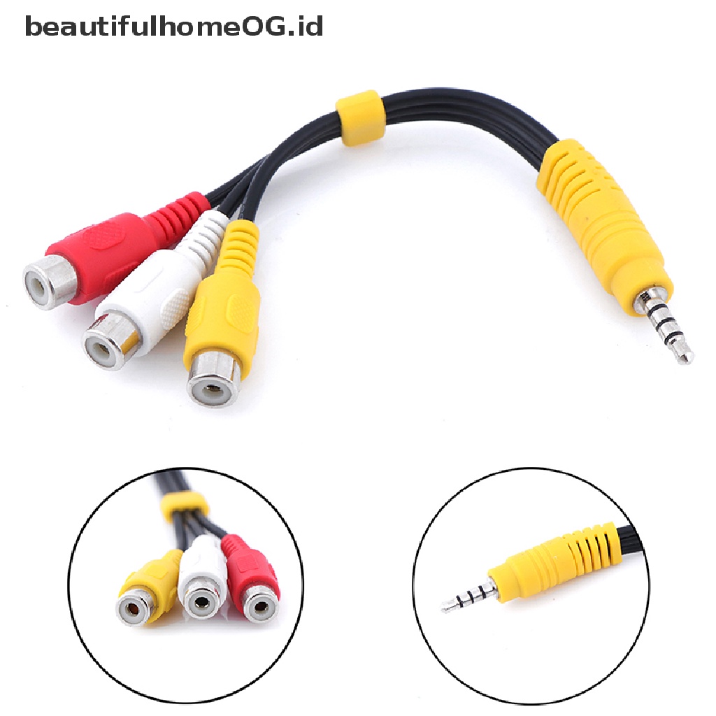 1pc Kabel adapter audio video AV mini aux 3.5mm male Ke 3 RCA female