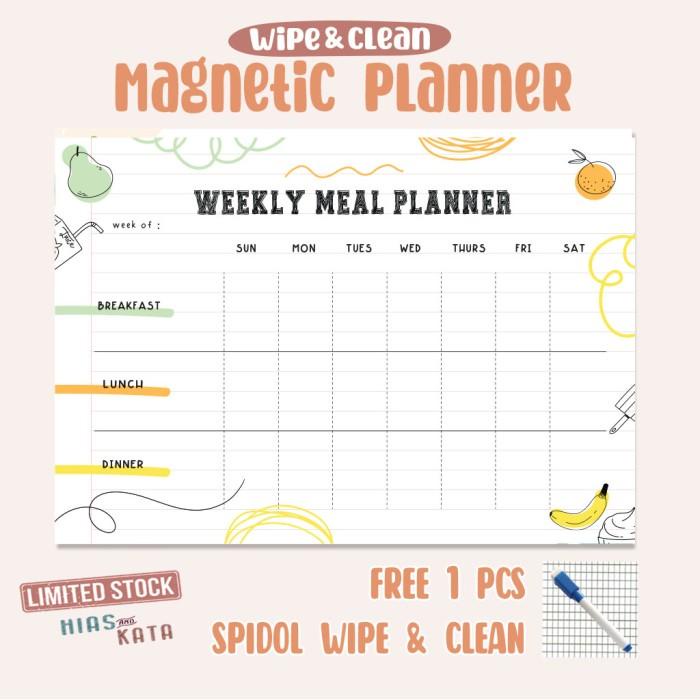 

Nb Magnetic Meal Planner Fruits Magnet Kulkas (Free Spidol Wipe & Clean)