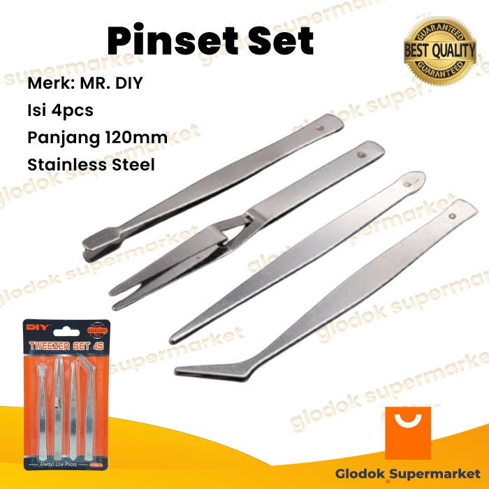 Pinset Set 4in1 Pencapit 4pcs Tweezer 4 in 1 Pingset 4 pcs MR. DIY YLT202078