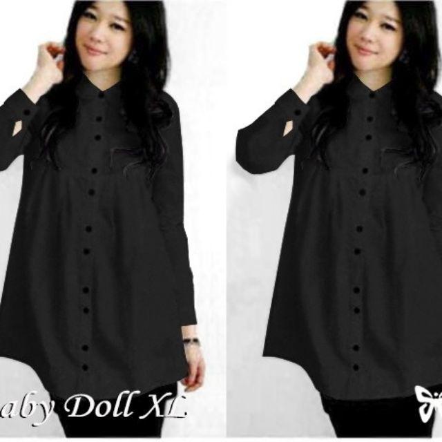 Kemeja fashion wanita - Babydoll XL-Hitam