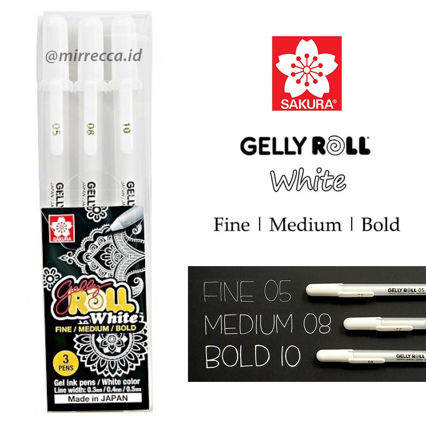 

SAKURA GELLY ROLL SET 3PCS METALLIC & WHITE GEL PEN