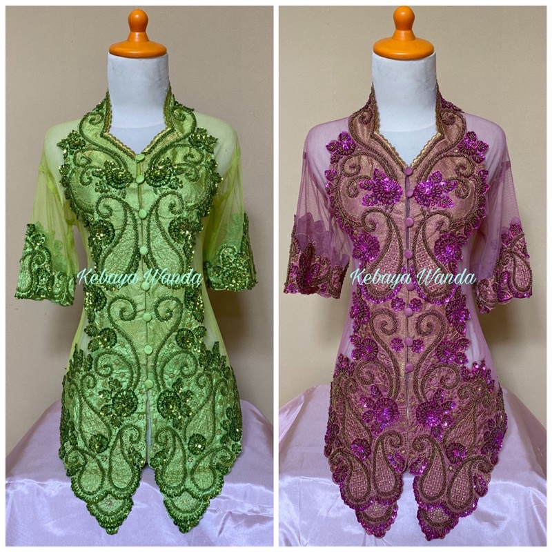 Ready Kebaya Tangan Pendek Full Payet / Kebaya Brokat Bordir Pendek / Kebaya Wanita / Kebaya Wisuda / Akad Pengantin