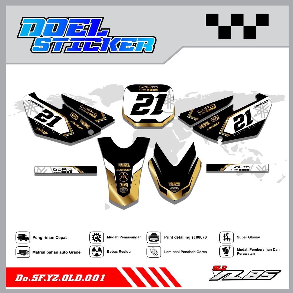 Sticker Striping YZ OLD List Variasi Hologram , Crome Doel 001