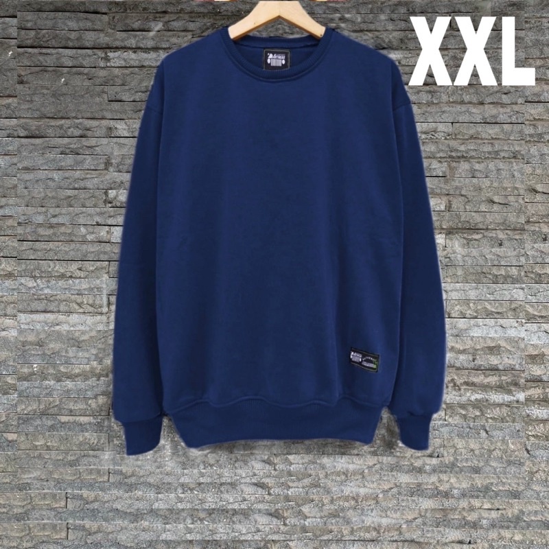 Sweater Crewneck Navy Polos Big Size Crewneck Polos Jumbo Pria Wanita