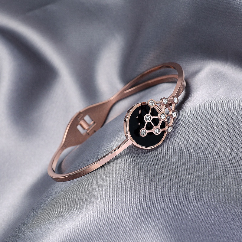Gelang bangle sembilan zircon titanium korea style anti karat