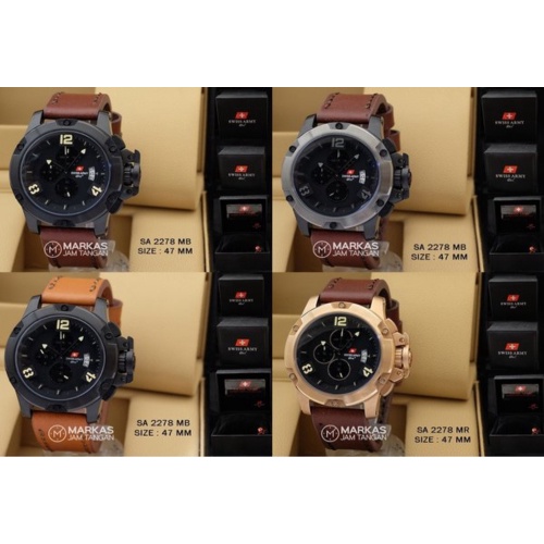 Dijual Jam Tangan Pria Swiss Army SA-2278 Chronograph Leather ORIGINAL Diskon