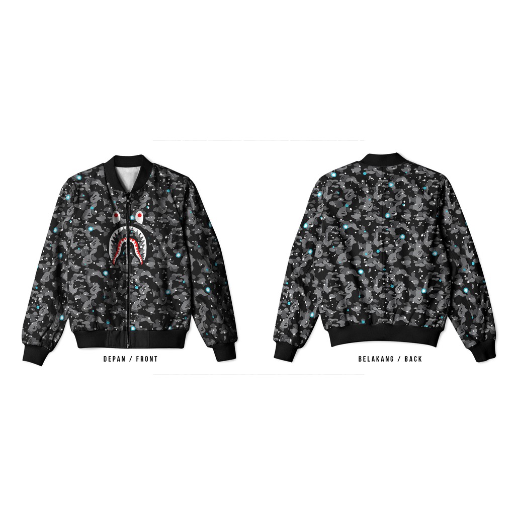 Jaket Bomber Fullprint Custom Space Bape Shark