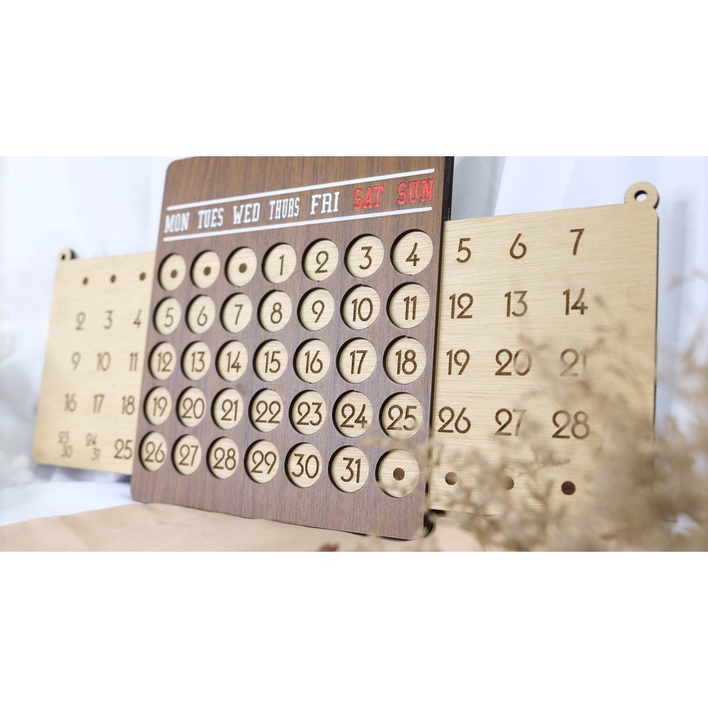 Perpetual Calendar Wooden Gift Kado Unik Personalised Gift by Lasercreative