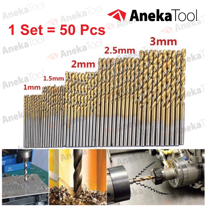 Mata Bor Power Drill Bits Titanium Coated 50 PCS