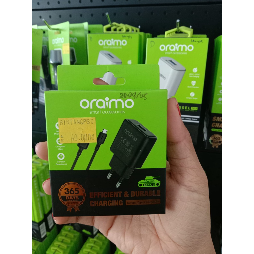 Charger ORIGINAL ORAIMO OCW-E36S MICRO USB GARANSI 1 TAHUN