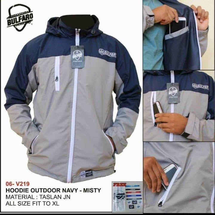 Jaket Parasut Anti Air Pria Jacket Hoodie Outdoor Taslan JN Pria &amp; Wanita Waterproof