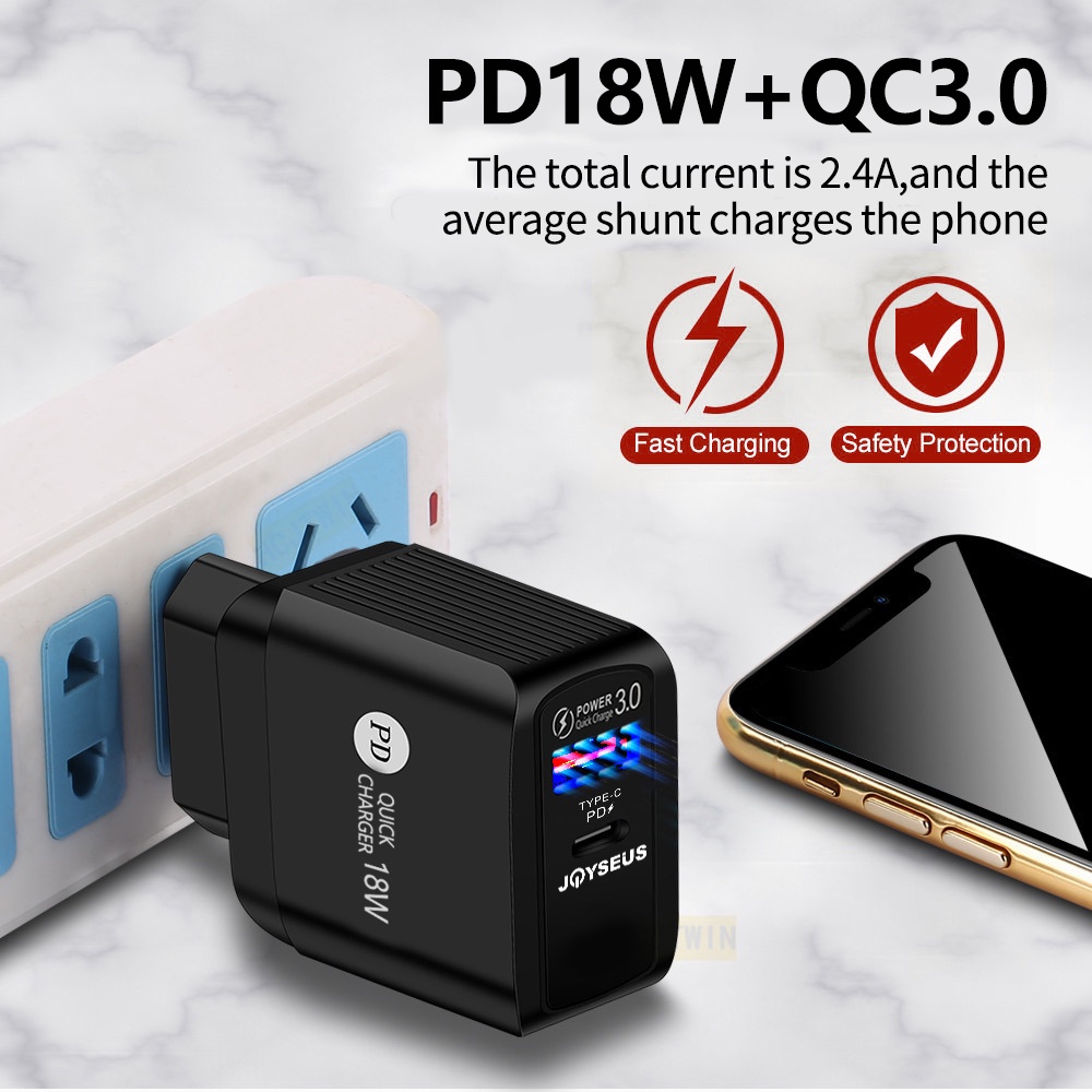 Charger Travel Adapter Colokan USB QC3.0 PD kepala charger JOYSEUS Wall Charger Fast Charging for Samsung Apple iphone Huawei Xiaomi Redmi Oppo VIVO