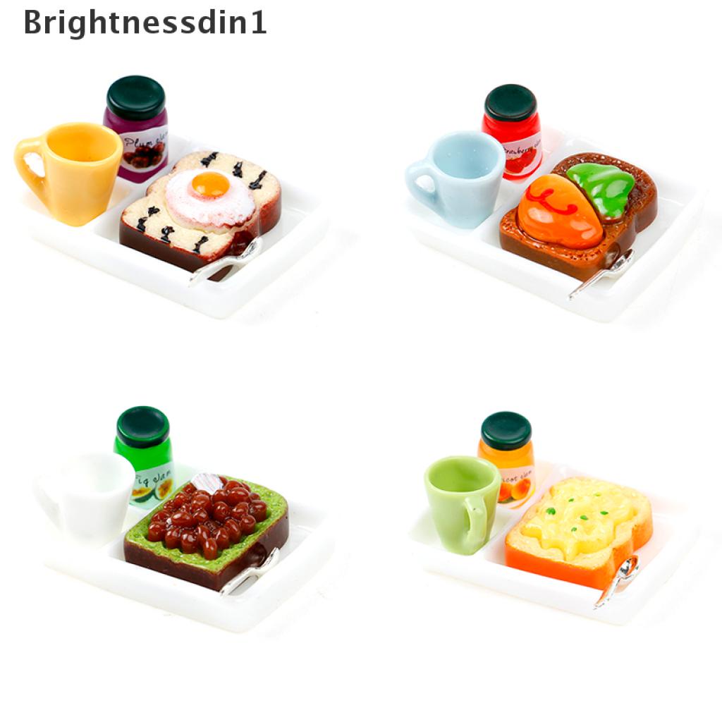 (Brightnessdin1) Miniatur Piring Selai / Roti / Sendok / Gelas Untuk Aksesoris Dapur Rumah Boneka